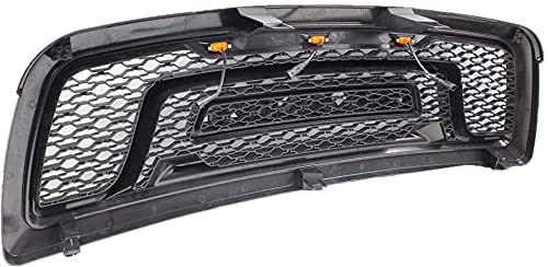 Rebel Style Front Replacement Grill for Ram 1500 2009-2012 | Matte Black Grille Kit with LED Amber Lights & Letter Inserts (Excludes Chrome Letter) | Off-Road & Truck Customization Upgrade