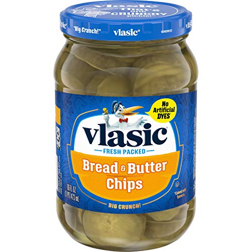 Keto Friendly Vlasic Bread and Butter Pickle Chips - 16 fl oz Jar (Pack of 12) | Low Carb Snack for Sandwiches, Burgers & Charcuterie Boards | Gluten Free Pickles for Healthy Lifestyle