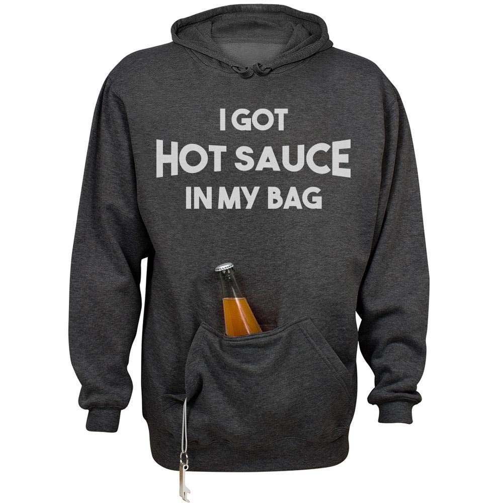 Unisex Hoodie Sweatshirt with Beer Holder Pocket - Perfect for Tailgating, Concerts & Outdoor Events | Hot Sauce Design