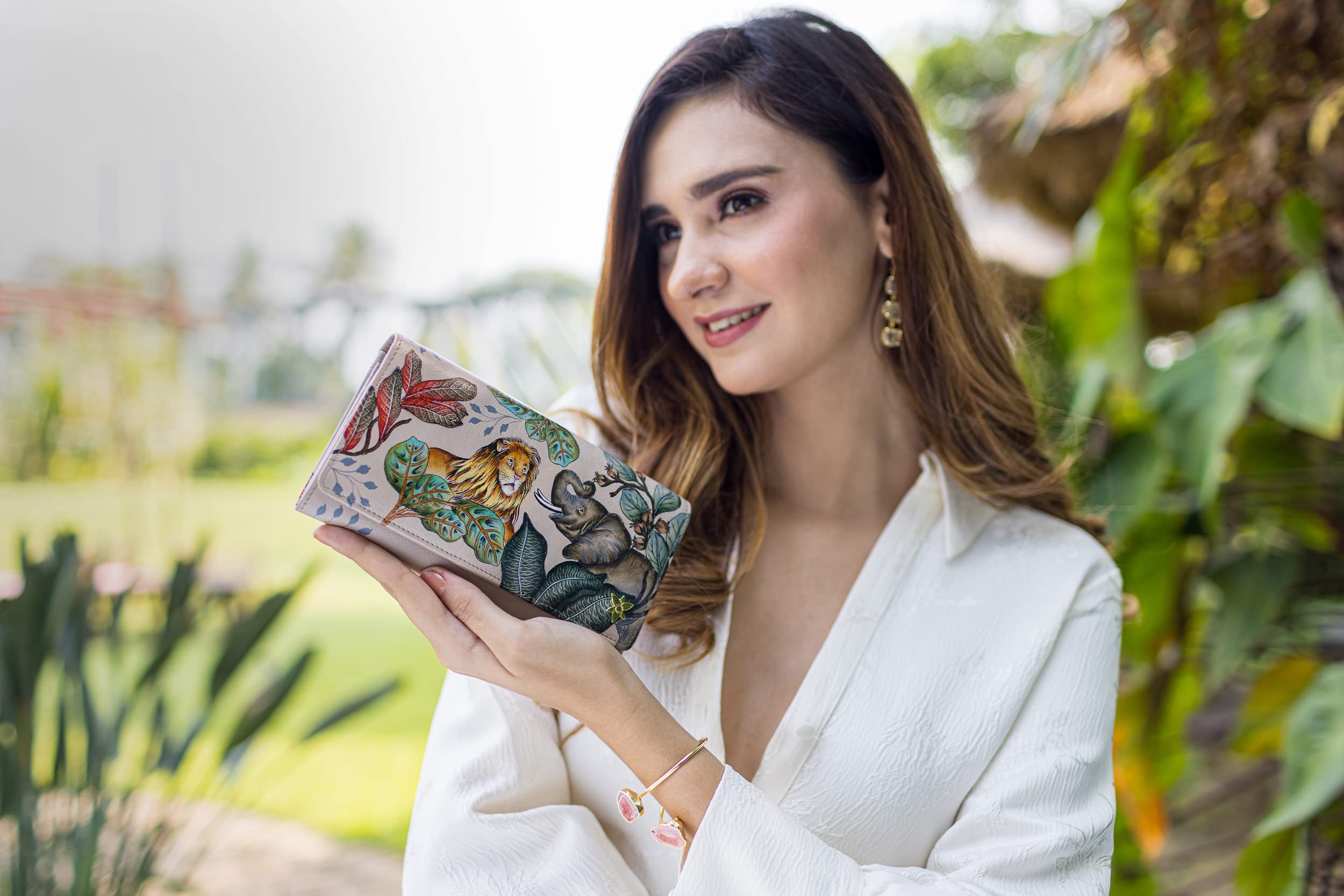 Anuschka Hand-Painted Genuine Leather RFID Blocking Wallet for Women - Stylish Accordion Flap Design - Perfect for Travel, Shopping & Everyday Use