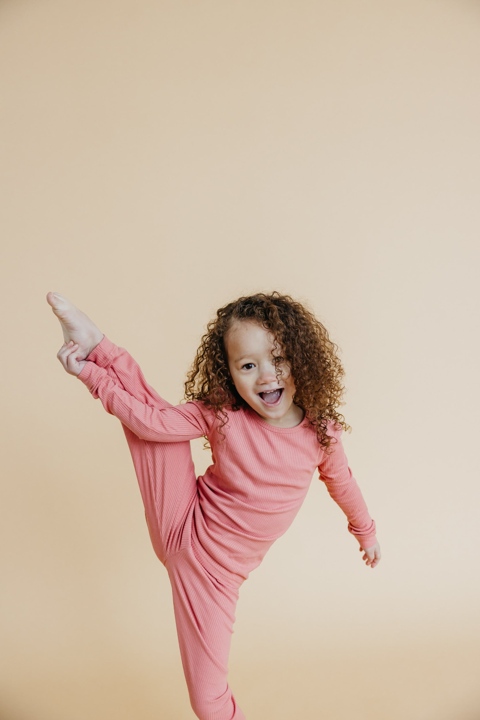 2-Piece Rib Knit Long Sleeve Pajama Set for Women - Soft & Comfortable Rosewood Sleepwear - Perfect for Lounging, Sleepovers & Cozy Nights at Home