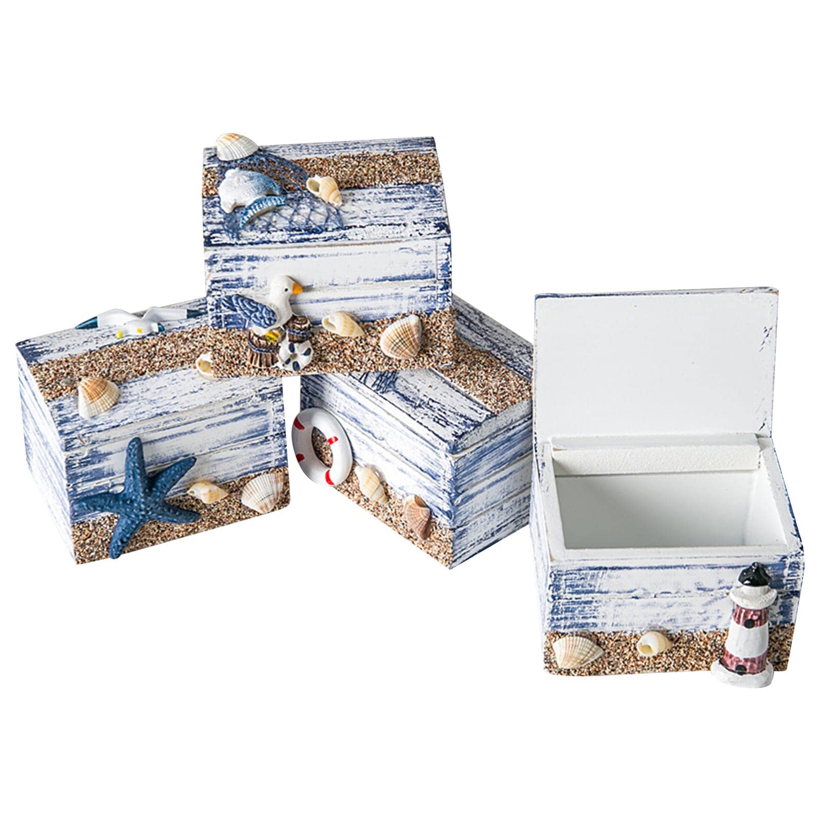 Mediterranean Ocean Style Christmas Ornaments - Classic Wooden Miniature Box for Jewelry, Candy & Decor (1PC) | Perfect for Holiday Gifting, Home Decor & Small Item Storage