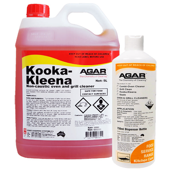 Agar Kooka Kleena Non-Caustic Oven & Grill Cleaner - Heavy Duty Degreaser for Commercial Kitchens & Home BBQ