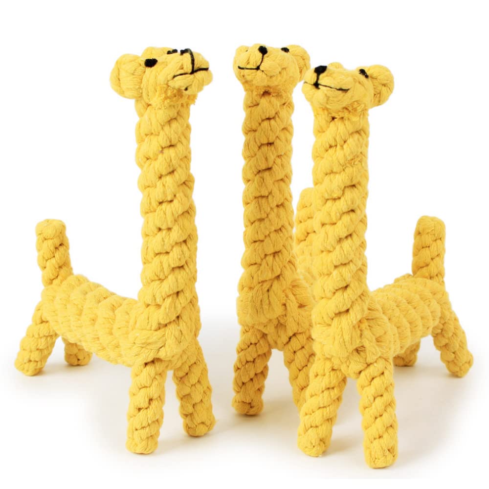Durable Cotton Rope Dog Chew Toy - Giraffe Shaped Multi-Strand Knot Design for Teeth Cleaning & Bite Resistance | Pet Dental Care Supplies for Puppies & Adult Dogs | Perfect for Playtime, Training & Anxiety Relief