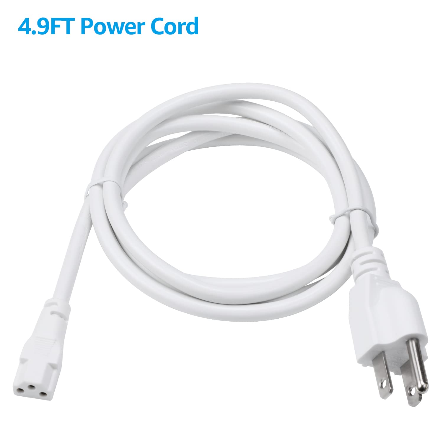 TORCHSTAR 4.9FT LED Under Cabinet Light Power Cord - 120V Extension Cable for Kitchen Lighting, Works with LED Strip Lights & Puck Lights - Perfect for Home, Office, and Retail Display Lighting