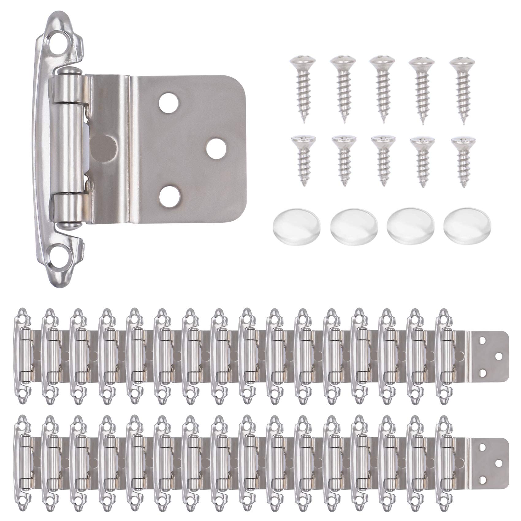 32 PCS Self-Closing Satin Nickel 3/8