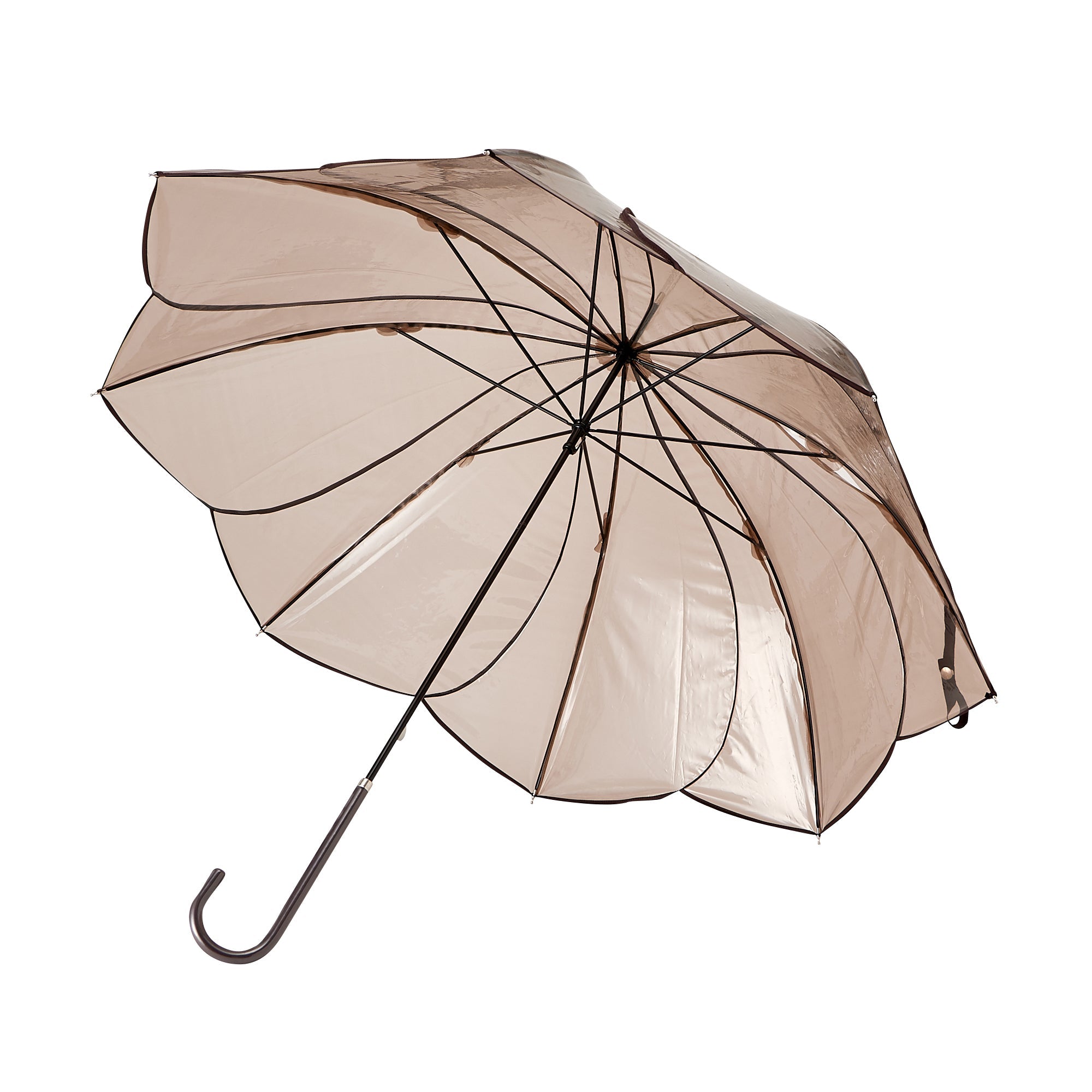 Clear Umbrella with Brown Color Piping - 58 Inch Windproof Golf Umbrella for Men & Women - Perfect for Golfing, Walking, and Outdoor Activities