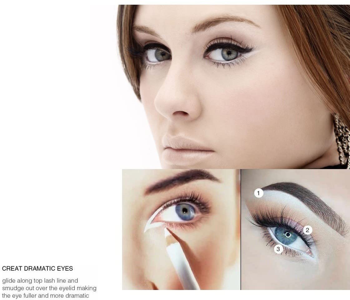 Long-Lasting Pure White Kajal Eyeliner Pencil - Waterproof & Smudge-Proof for Sensitive Eyes | Perfect for Everyday Makeup, Special Occasions & Professional Looks