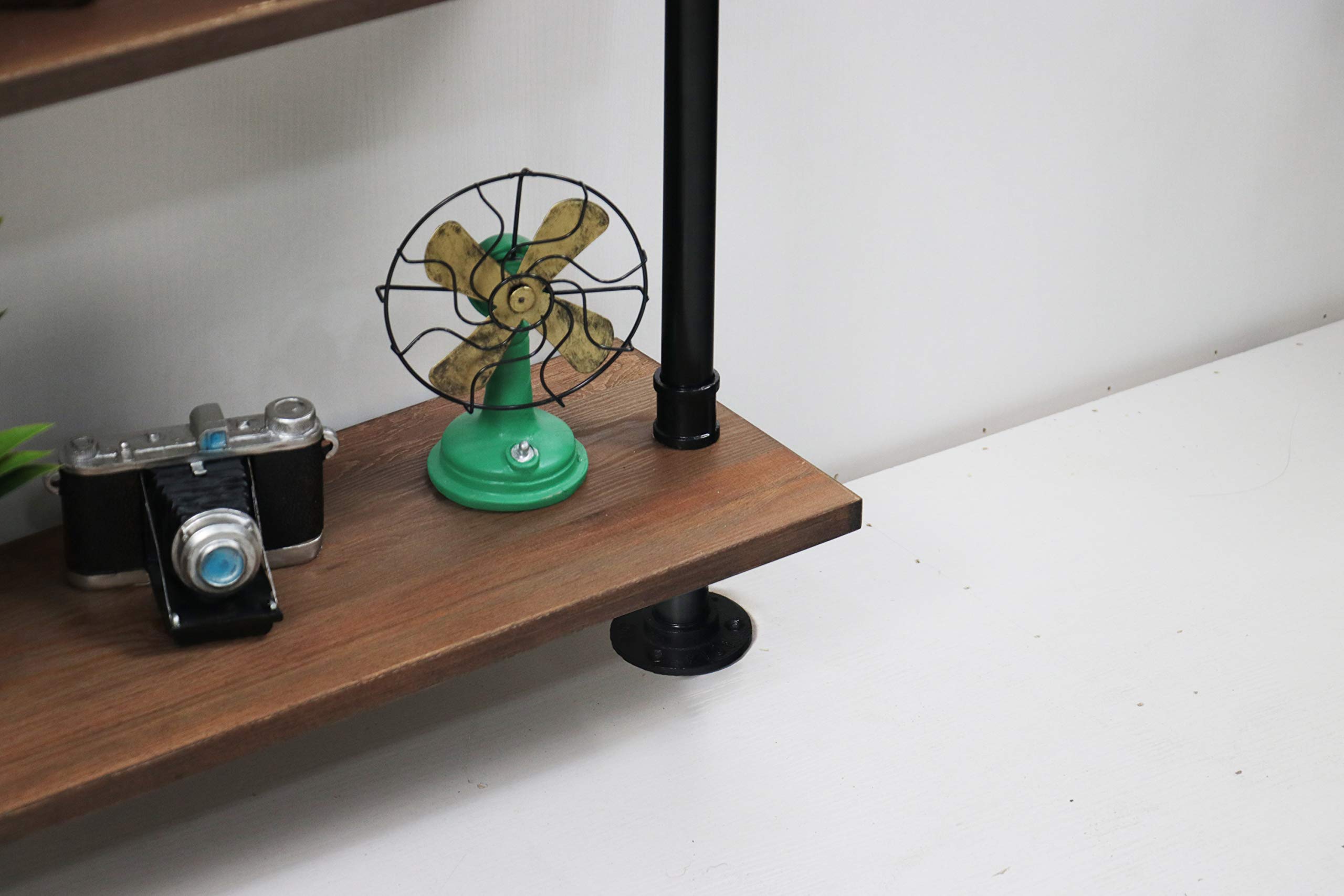 Industrial Pipe Shelf - 5 Tier Floating Wall Shelf with Rustic Wood & Black Iron Pipe - Perfect for Home, Office, and Retail Display Storage