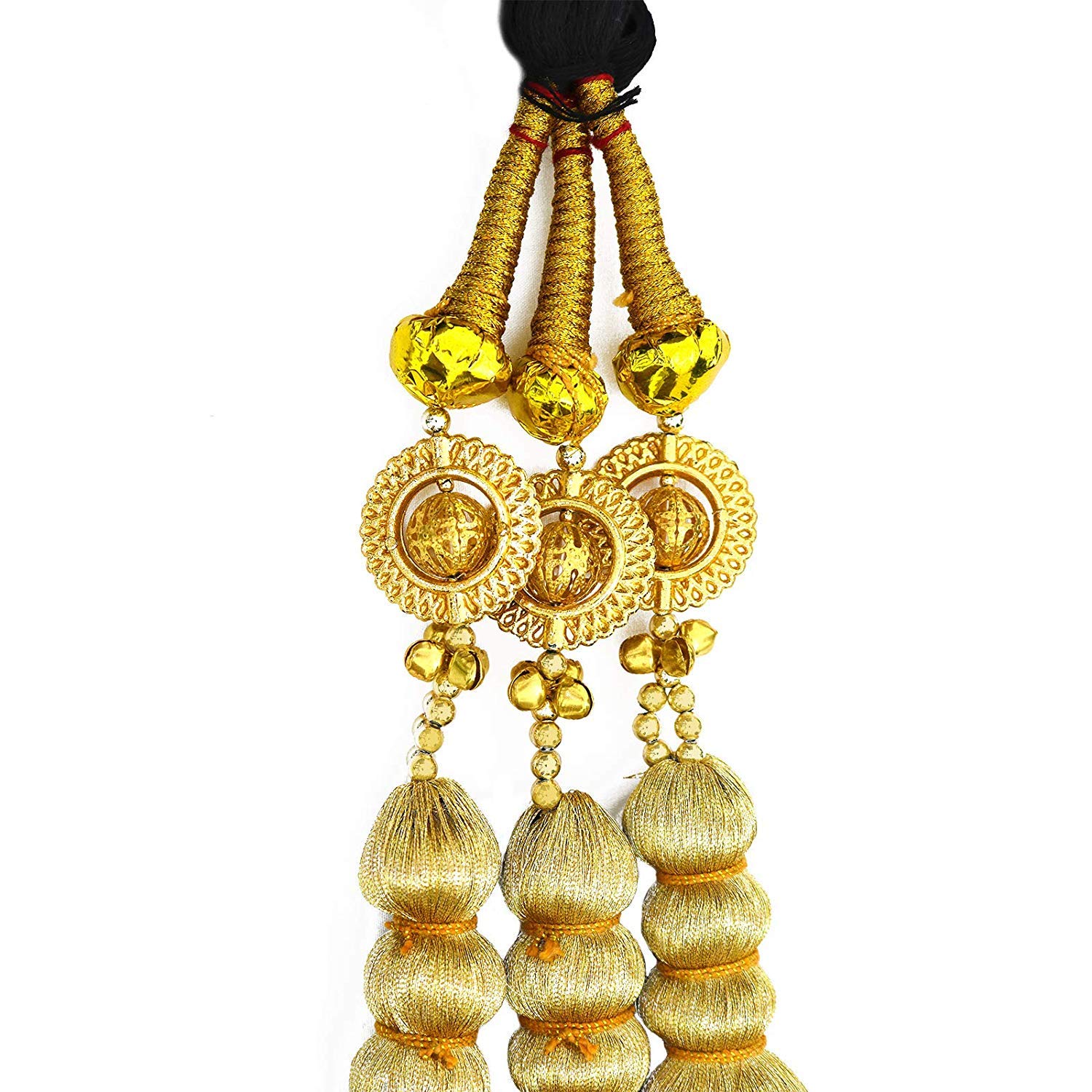 Paradise® Tassel Hair Extensions for Women & Girls - Golden Pearl Hair Parandi for Braiding | Perfect for Weddings, Parties & Special Occasions