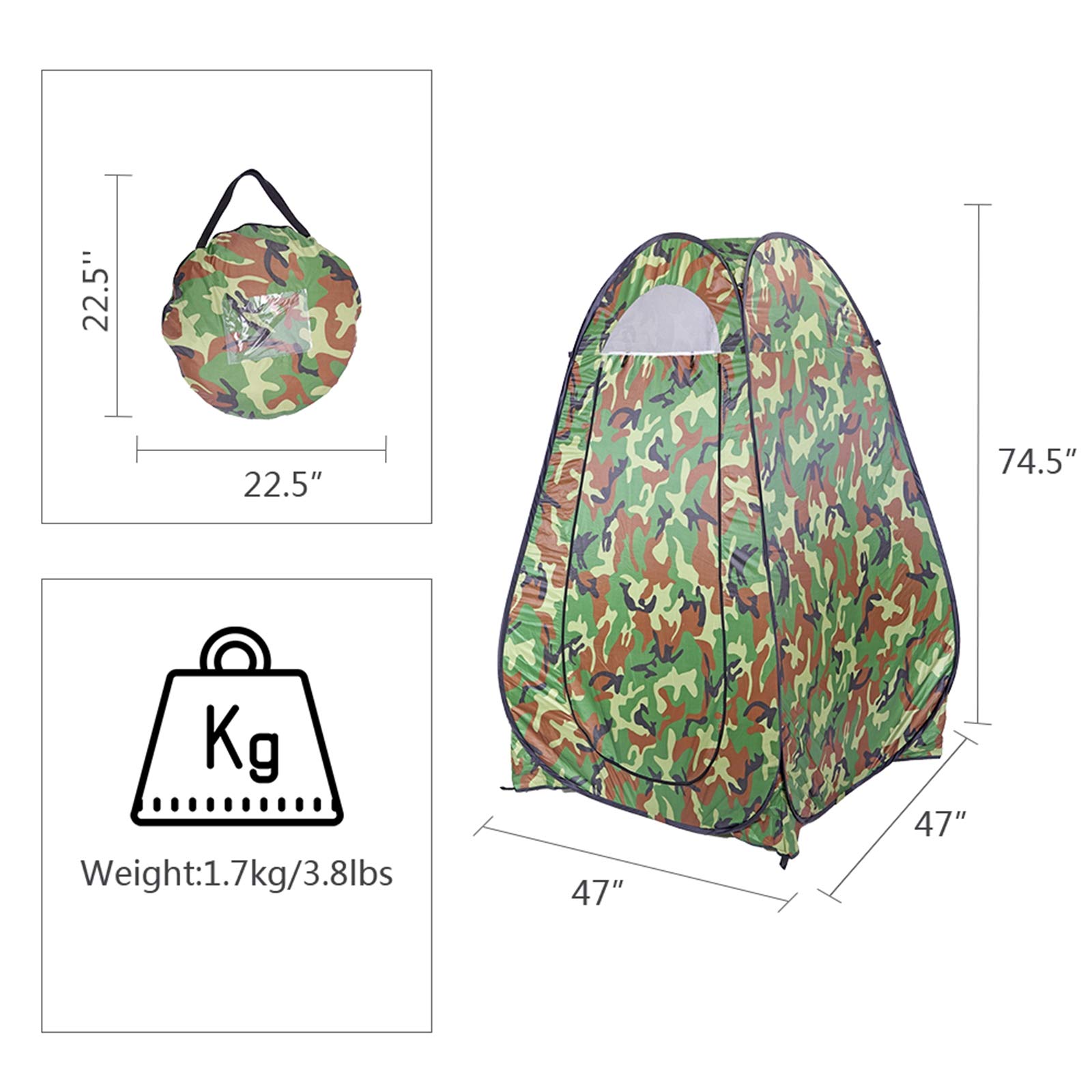 Portable Pop Up Privacy Shower Tent - Lightweight Outdoor Changing Room & Camp Toilet Shelter with Carry Bag | Instant Setup for Camping, Beach, Patio & Emergency Use | Sun & Rain Protection