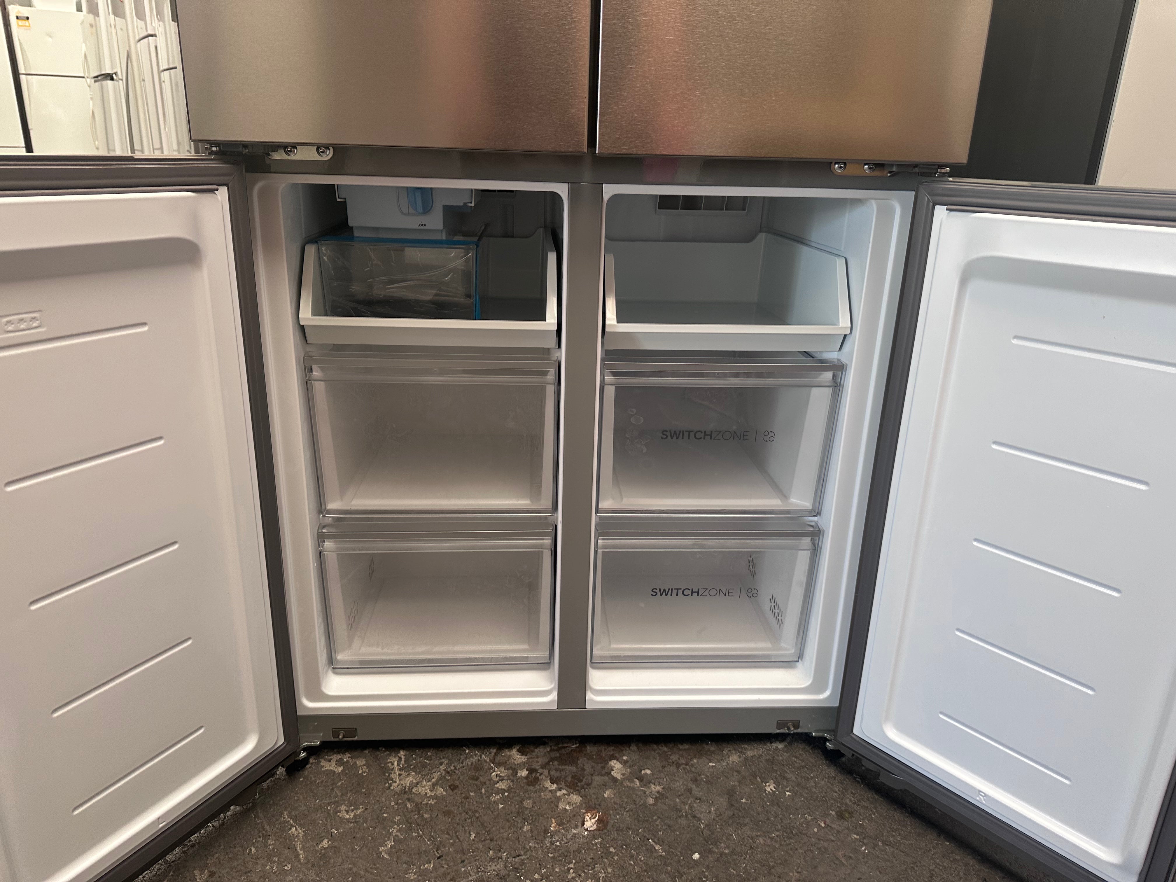 Haier 507L Quad Door Refrigerator Freezer - Stainless Steel Finish, Energy Star Certified (HRF580YPS) - Perfect for Large Families, Entertaining & Modern Kitchens [Factory Second]