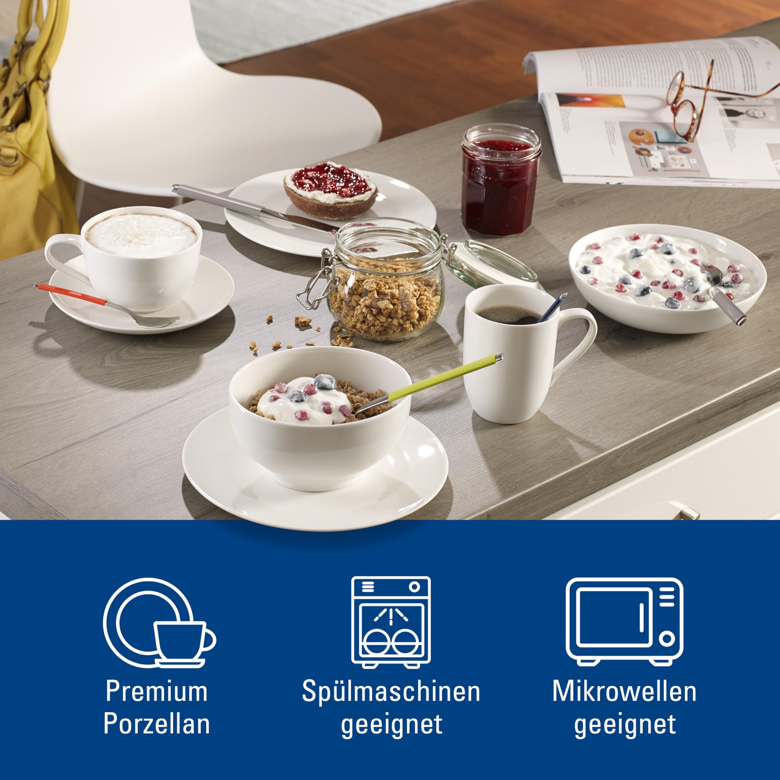 Villeroy & Boch For Me 16-Piece Dinnerware Set for 4 - Premium German Porcelain Plates, Bowls & Mugs - Elegant Tableware for Family Dinners, Dinner Parties & Daily Use