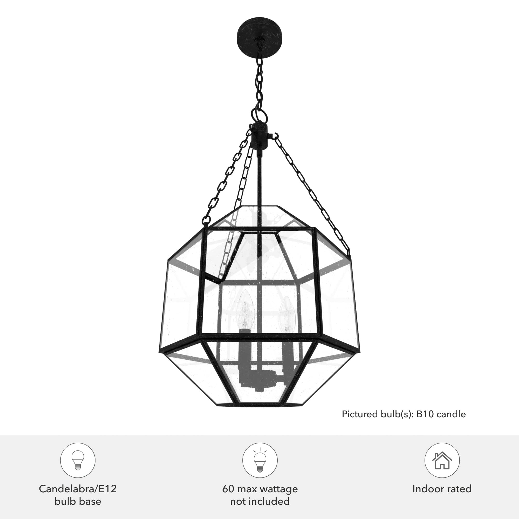 Hunter Fan Company 19365 Indria Rustic Iron Pendant Light - Farmhouse Ceiling Lighting Fixture for Kitchen, Dining Room & Entryway