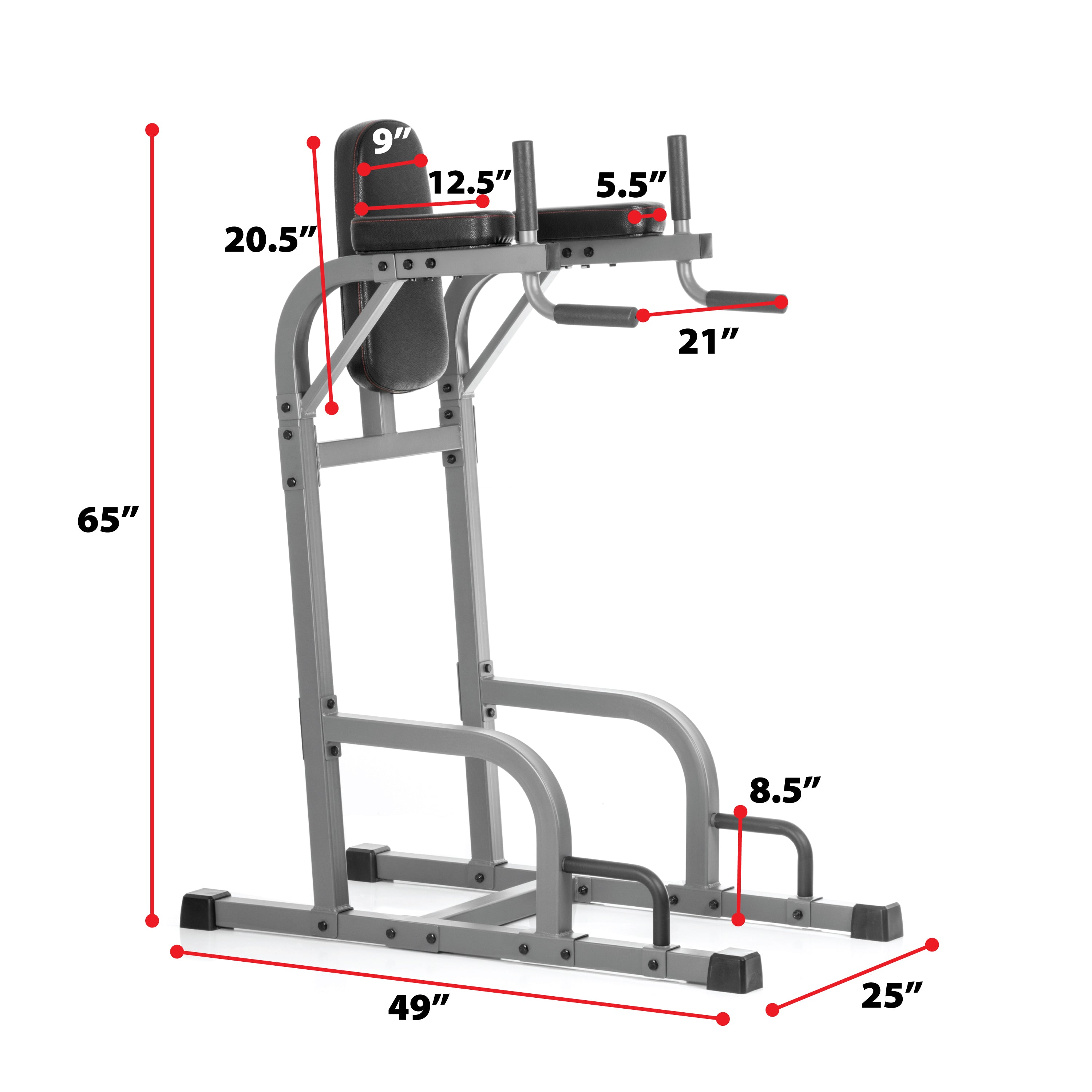 Captain’s Chair Leg Raise with Dip Stand & Push Up Station - Home Gym Equipment for Core & Upper Body Workout - Perfect for Strength Training & Fitness Enthusiasts