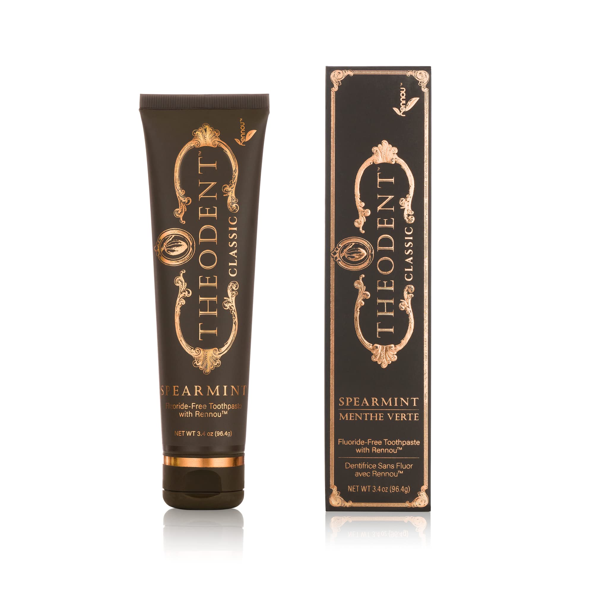 Theodent Classic Fluoride-Free Natural Toothpaste for Remineralization, Sensitivity Relief & Teeth Whitening - Crystal Mint Flavor (3.4oz/96.4g) | Gentle Daily Care for Sensitive Teeth & Enamel Repair | Perfect for Travel & Home Use
