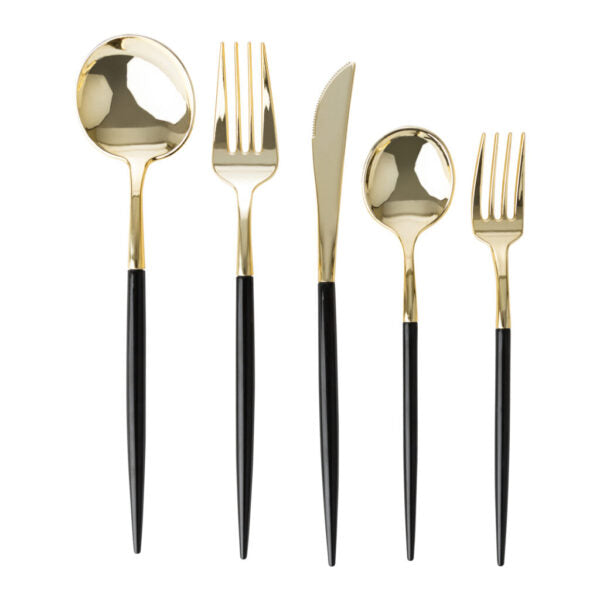Premium Black & Gold Flatware Set - 32-Piece Elegant Cutlery Collection for Dining, Parties & Special Occasions
