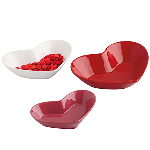 DII Hearts Ceramic Dessert Plates Set of 3 - Romantic Valentine's Day Dinnerware for Couples, Tea Parties & Home Decor