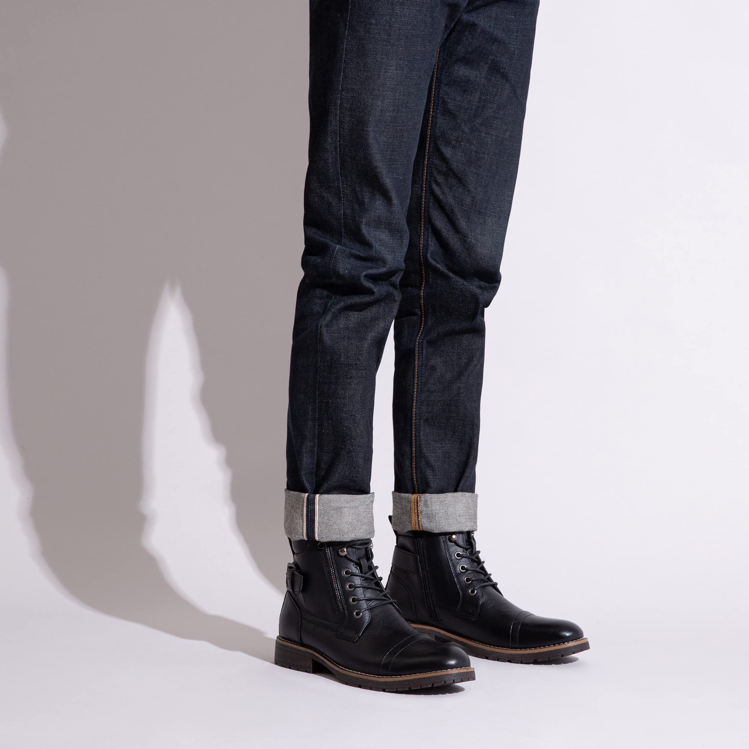 Vostey Men's Casual Motorcycle Combat Ankle Boots - Stylish Dress Boots for Men | Perfect for Riding, Work & Everyday Wear