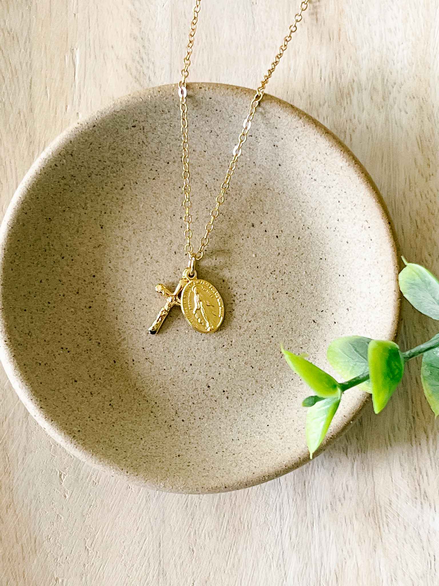 Petite Miraculous Medal & Crucifix Necklace - Religious Jewelry for Women - Perfect for Baptism, First Communion & Daily Faith Inspiration