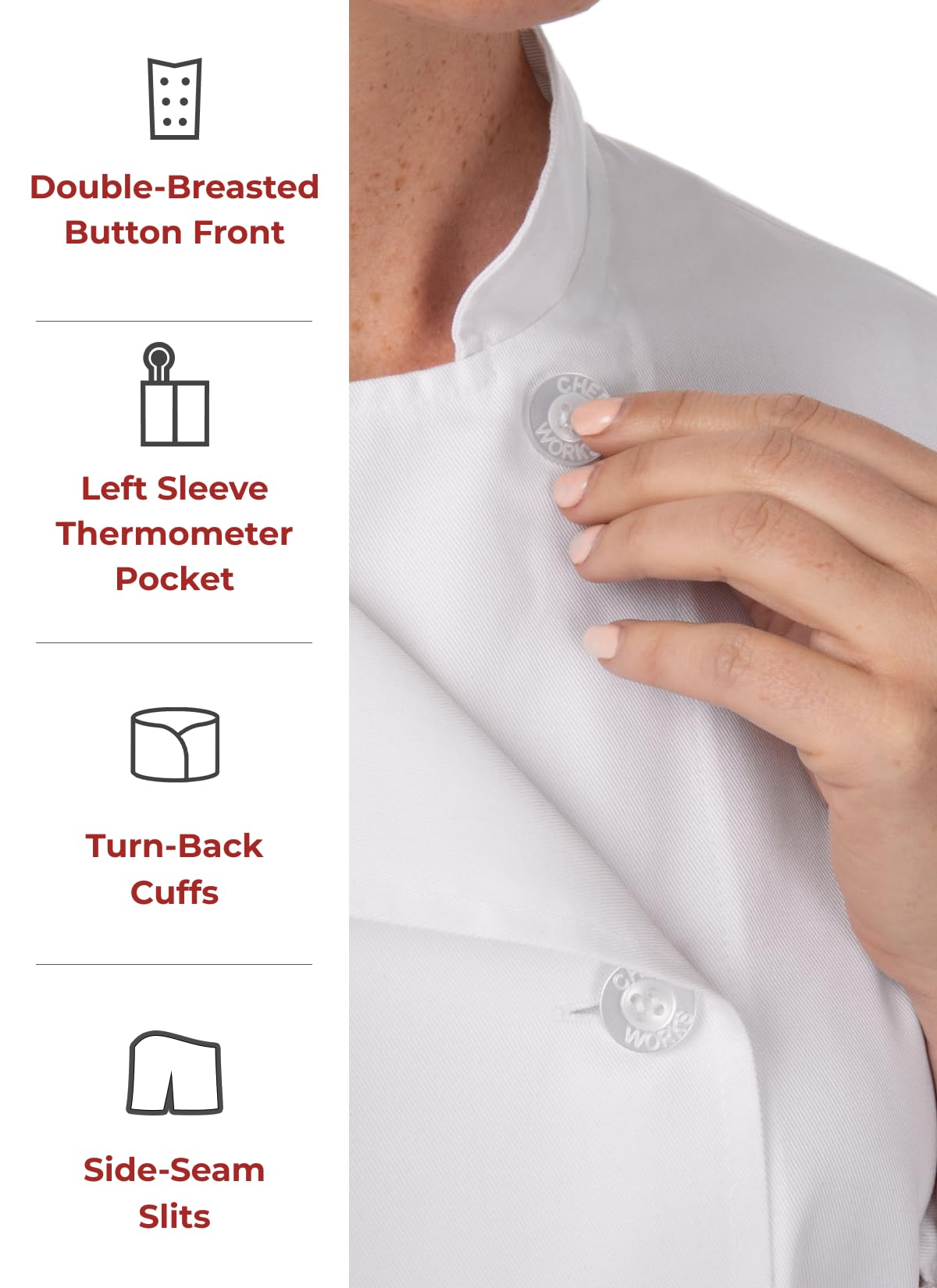 Chef Works Women's Le Mans Chef Coat - Professional Kitchen Uniform for Cooking, Baking & Culinary Arts | Perfect for Chefs, Bakers & Culinary Students