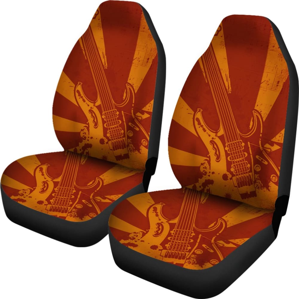 Vintage Style Electric Guitar Print Custom Car Seat Covers - Universal Fit for Cars, Trucks & SUVs - Perfect for Music Lovers & Road Trips