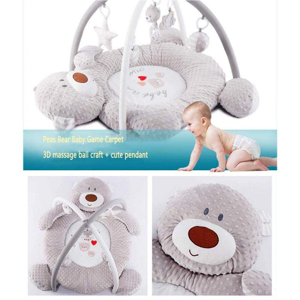 Baby Playmat with Fitness Frame - Early Education Toy & Toddler Activity Gym - Soft Bear Design Crawling Mat for Newborns - Perfect for Tummy Time, Sensory Play & Nursery Floor Activities