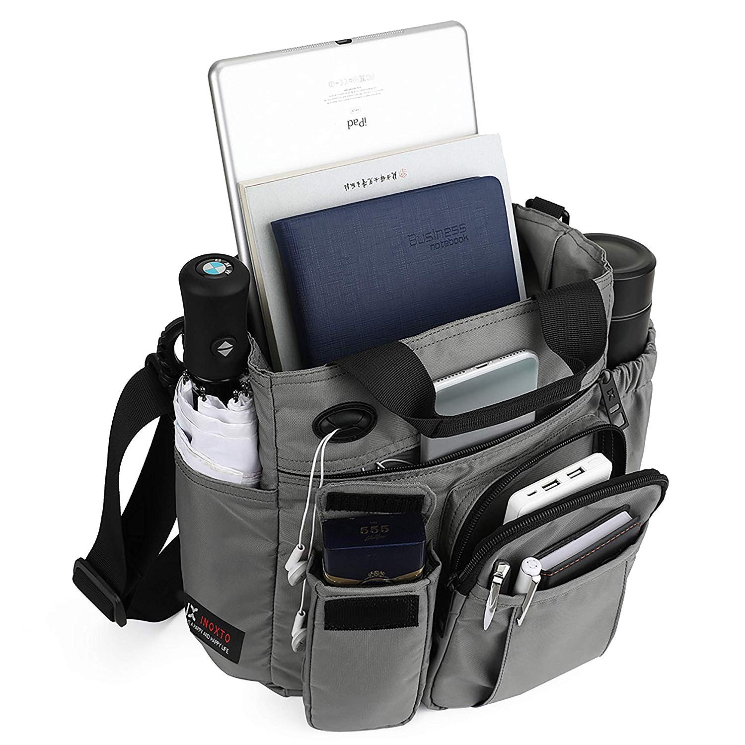 AlwaySky Nylon Crossbody Messenger Bag for Men & Women - Lightweight Waterproof Shoulder Bag with USB Charging Port, Laptop Compartment - Perfect for Travel, Work, School & Outdoor Activities