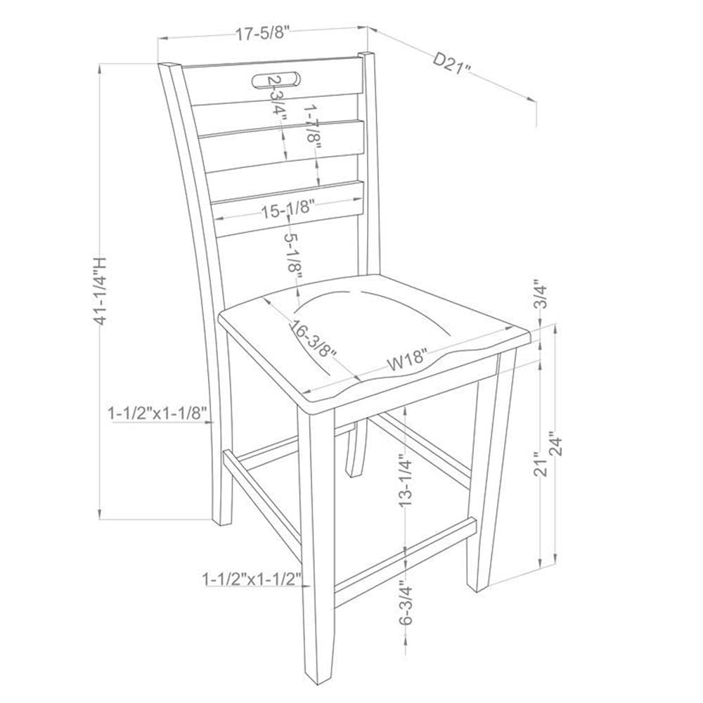 Furniture of America Jolines Wood Counter Height Chair Set of 2 - Solid Oak Bar Stools for Kitchen Island, Breakfast Nook & Dining Room - Comfortable Counter Height Seating