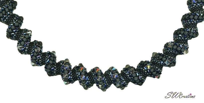 Black Diamond Bead Art Necklace for Women - Elegant Handmade Jewelry Gift for Birthday, Anniversary & Special Occasions | Perfect for Evening Parties, Weddings & Date Nights