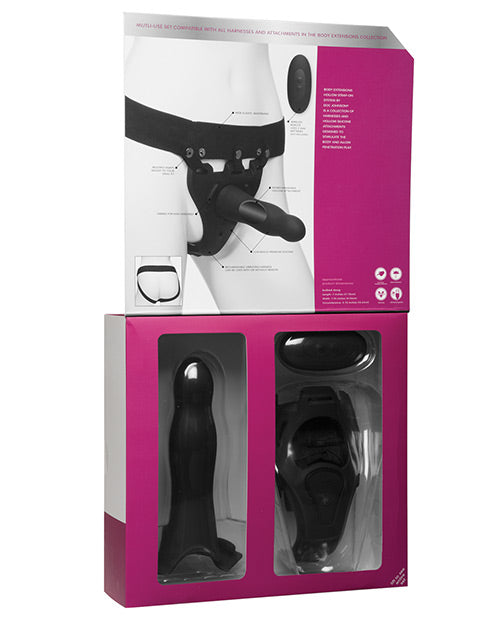 Rechargeable Vibrating Strap-On Harness with Slim Dildo & Remote Control - 7 Inch Black 2-Piece Set for Couples & Solo Play - Enhance Intimacy & Explore New Sensations in the Bedroom
