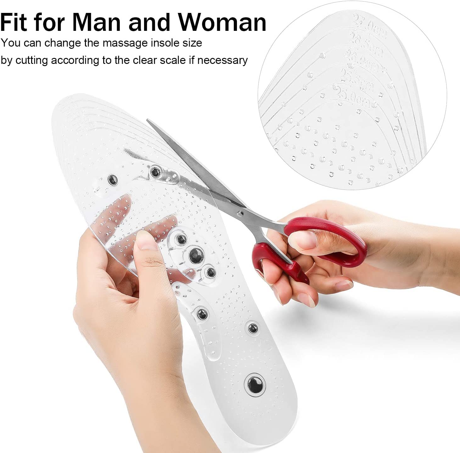 Magnetic Acupressure Insoles for Foot Pain Relief - 1 Pair Thin Reflexology Massage Inserts with Pressure Points for Men & Women (Large) - Ideal for Work, Running & Daily Comfort