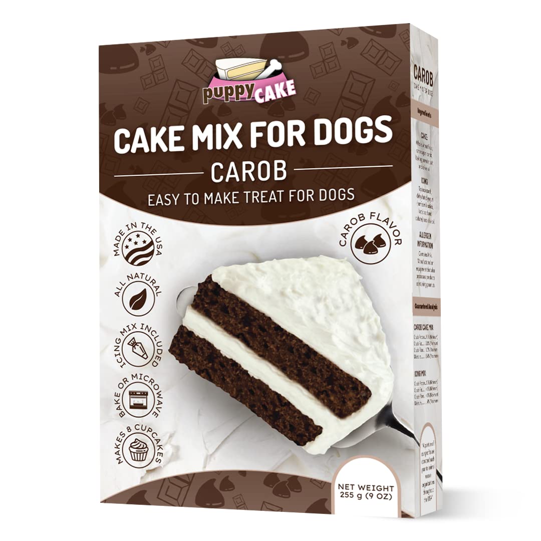 Organic Carob Cake Mix & Frosting for Dogs - Healthy Puppy Birthday Treat - Perfect for Dog Parties, Training Rewards & Special Occasions