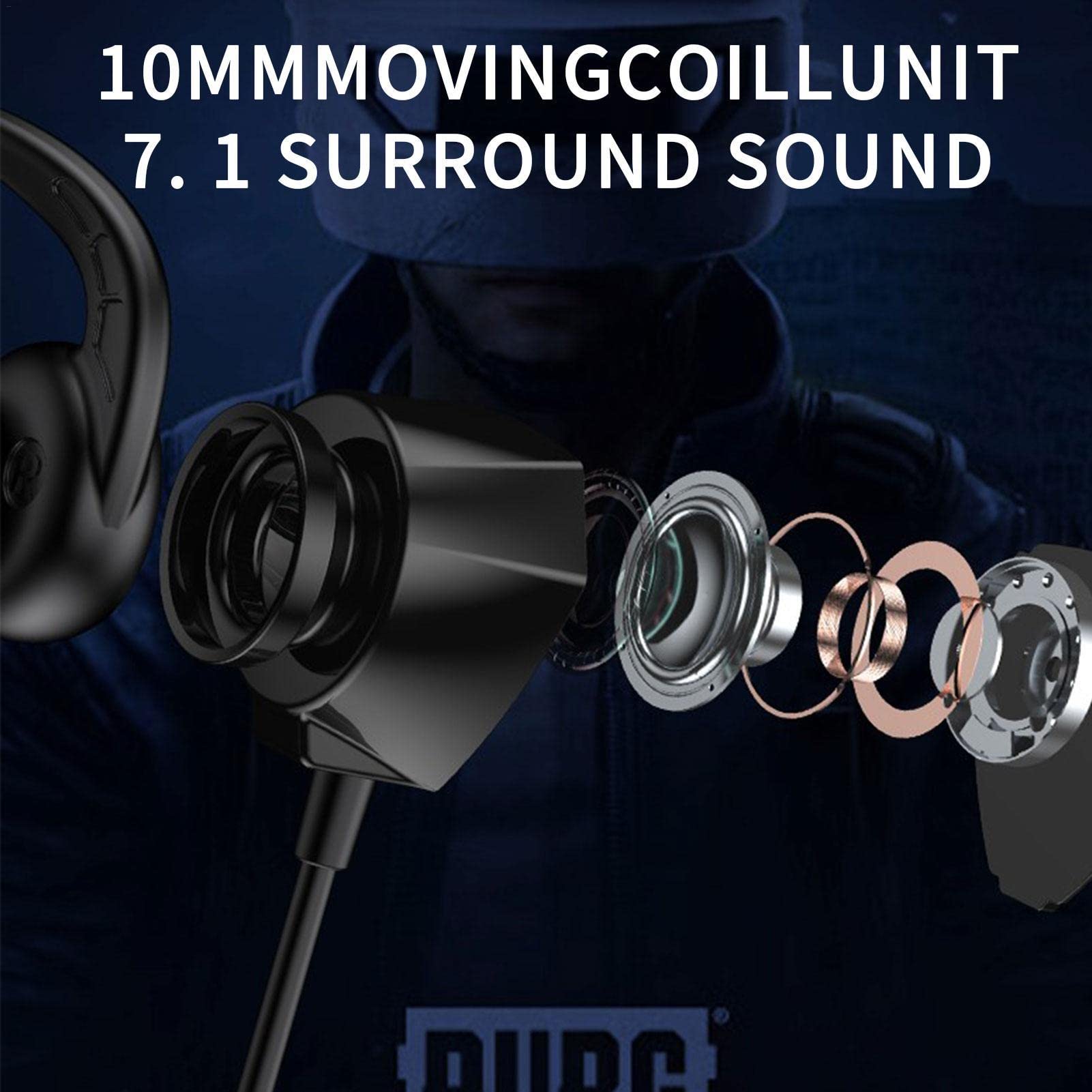 Voiakiu Gaming Earbuds with Detachable Dual Microphone - 3.5mm Wired In-Ear Stereo Headset for Mobile Gaming | Perfect for PUBG, Fortnite & Esports Tournaments