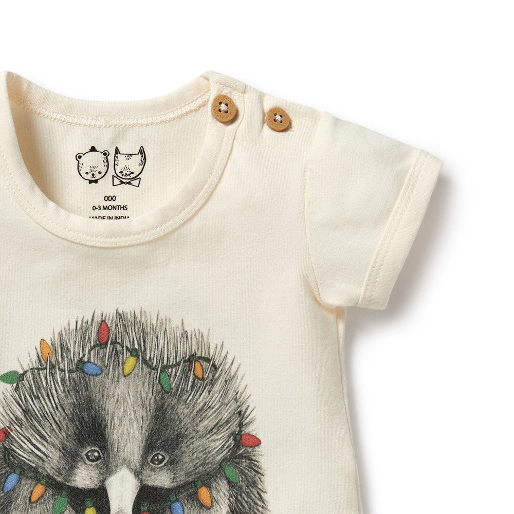 Organic Puggle Christmas Bodysuit - Soft Baby Onesie for Holiday Photos & Family Gatherings