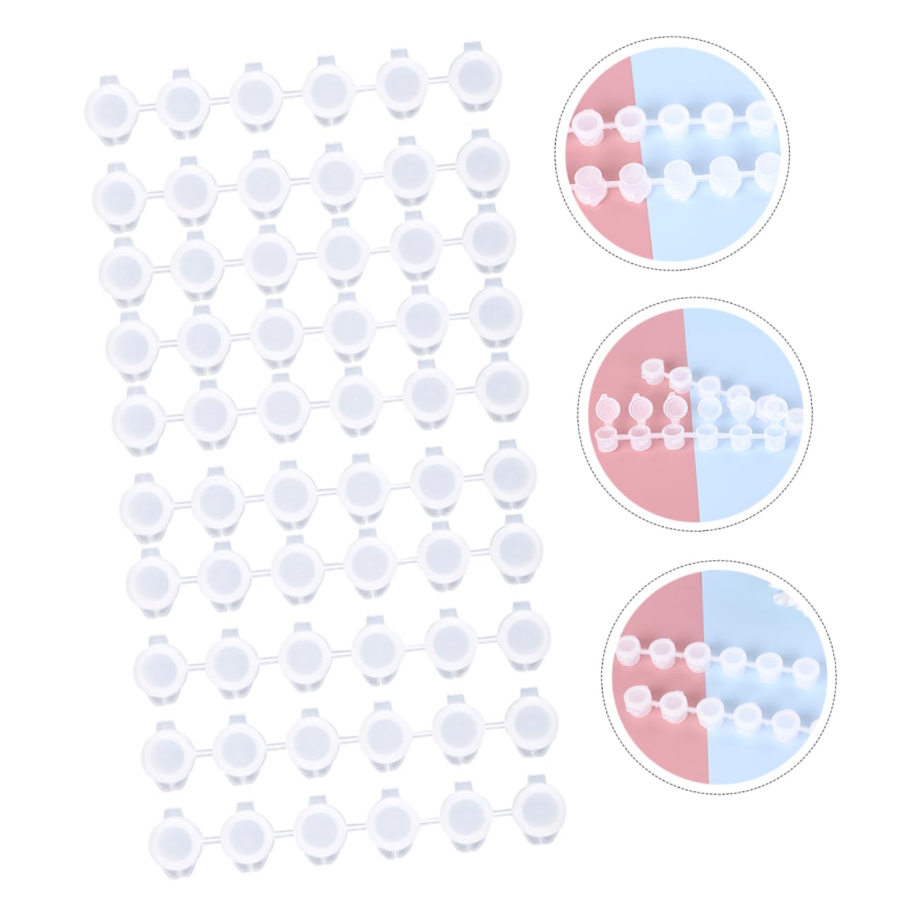 NUOBESTY 90 Pcs Empty Paint Pots with Lids - Clear Epoxy Paint Strips & Mini Cups for Watercolor, Acrylic Paints - Perfect for Kids Art Projects, DIY Crafts, and Artist Storage (White)