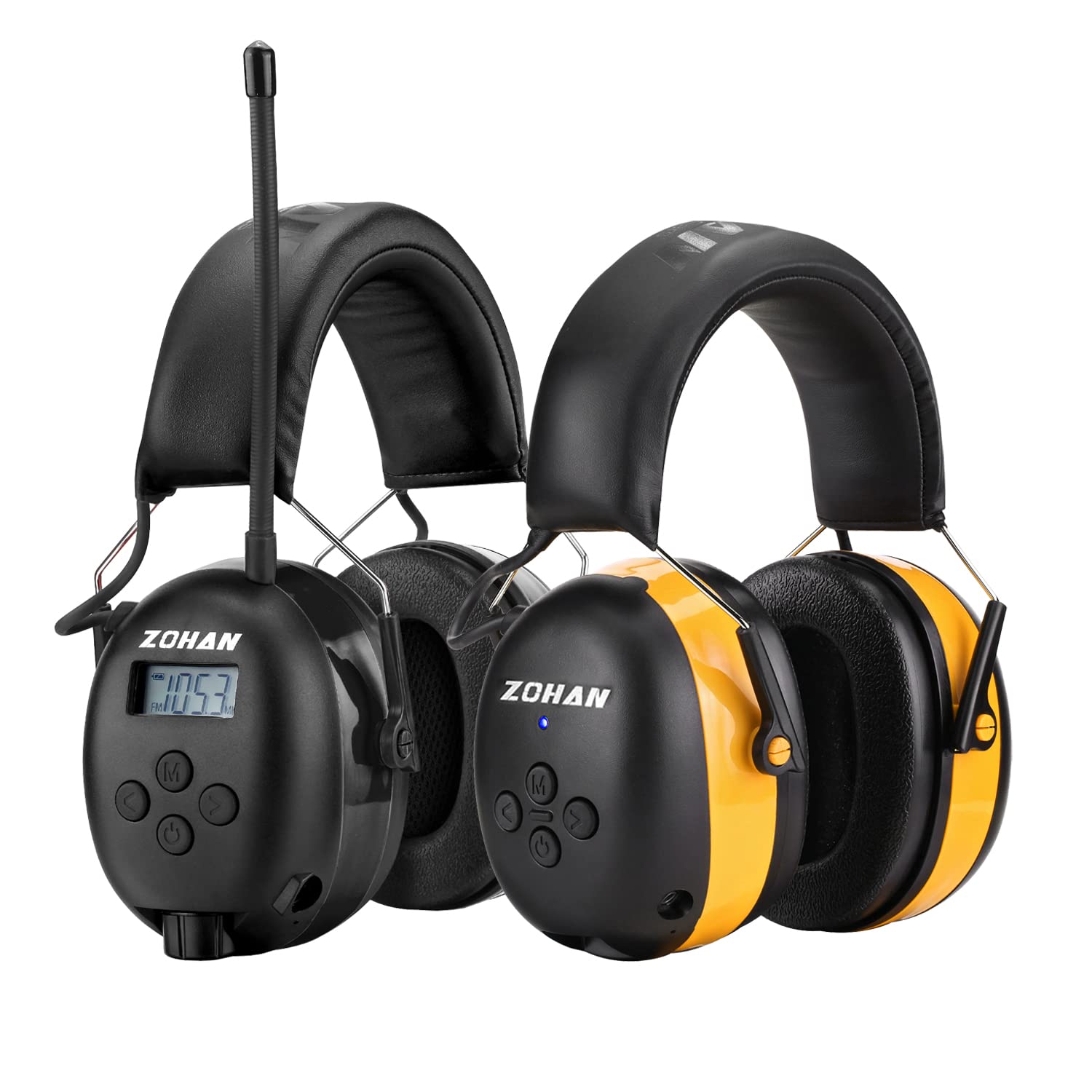 ZOHAN 033 Bluetooth 5.0 AM FM Radio Headphones with 25dB NRR Hearing Protection - Wireless Noise Cancelling Earbuds for Lawn Mowing, Construction, Shooting & Outdoor Work