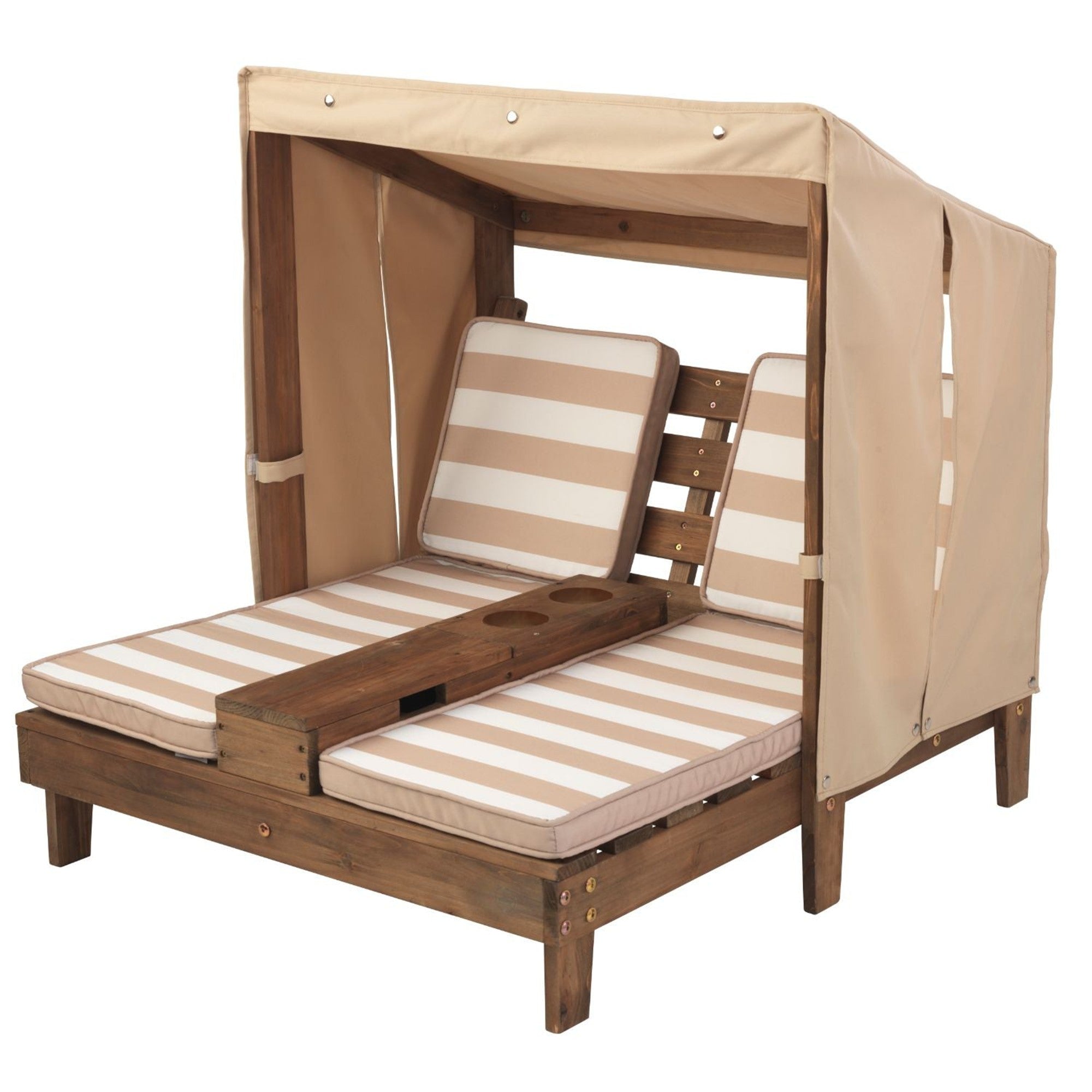 KidKraft Double Outdoor Chaise Lounge - Espresso Brown Wooden Patio Furniture for Poolside, Garden & Backyard Relaxation