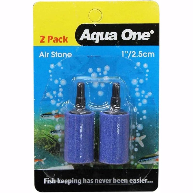 Aqua One Airstone 2.5cm Twin Pack - Premium Air Stone Diffuser for Aquariums & Fish Tanks - Enhances Oxygenation & Water Circulation - Ideal for Freshwater & Saltwater Fish Tanks, Hydroponics, and Aquatic Plants