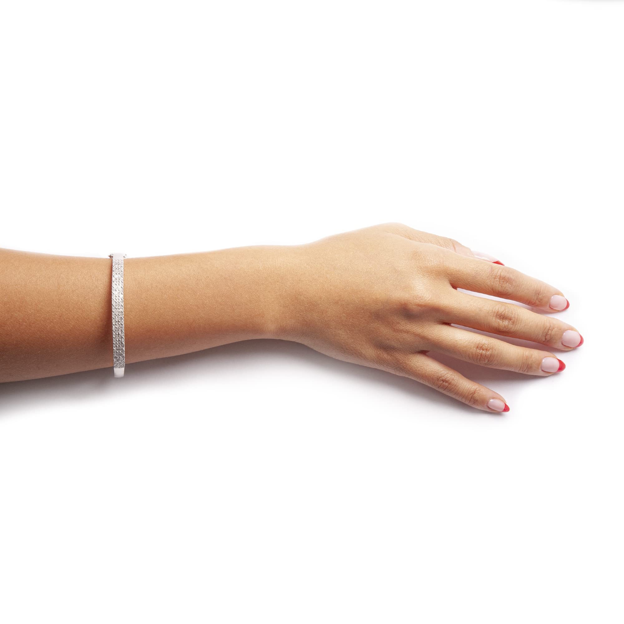 1/2 CTTW Diamond Sterling Silver Bangle Bracelet for Women - Timeless Love 7.25