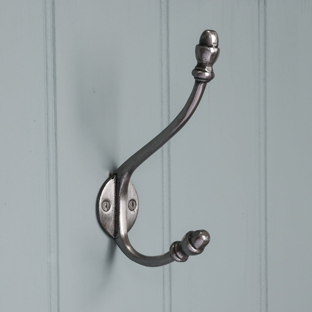Natural Iron Double Coat Hook - Heavy Duty Wall Hooks for Hanging Coats, Hats & Bags | Perfect for Entryway, Closet & Mudroom Organization