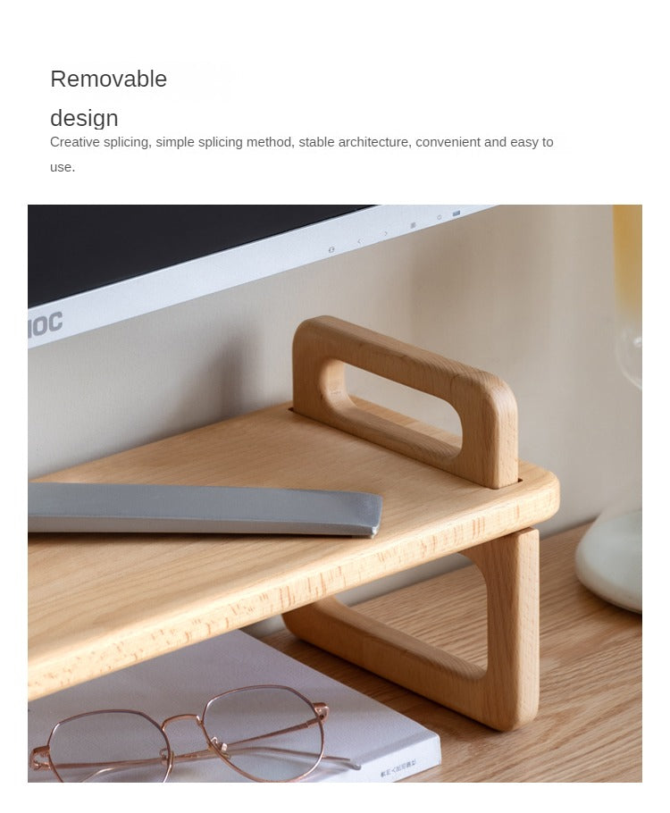 Solid Wood Shelf - Beech & Acacia Desktop Storage Rack for Home Office, Kitchen, Bathroom Organization