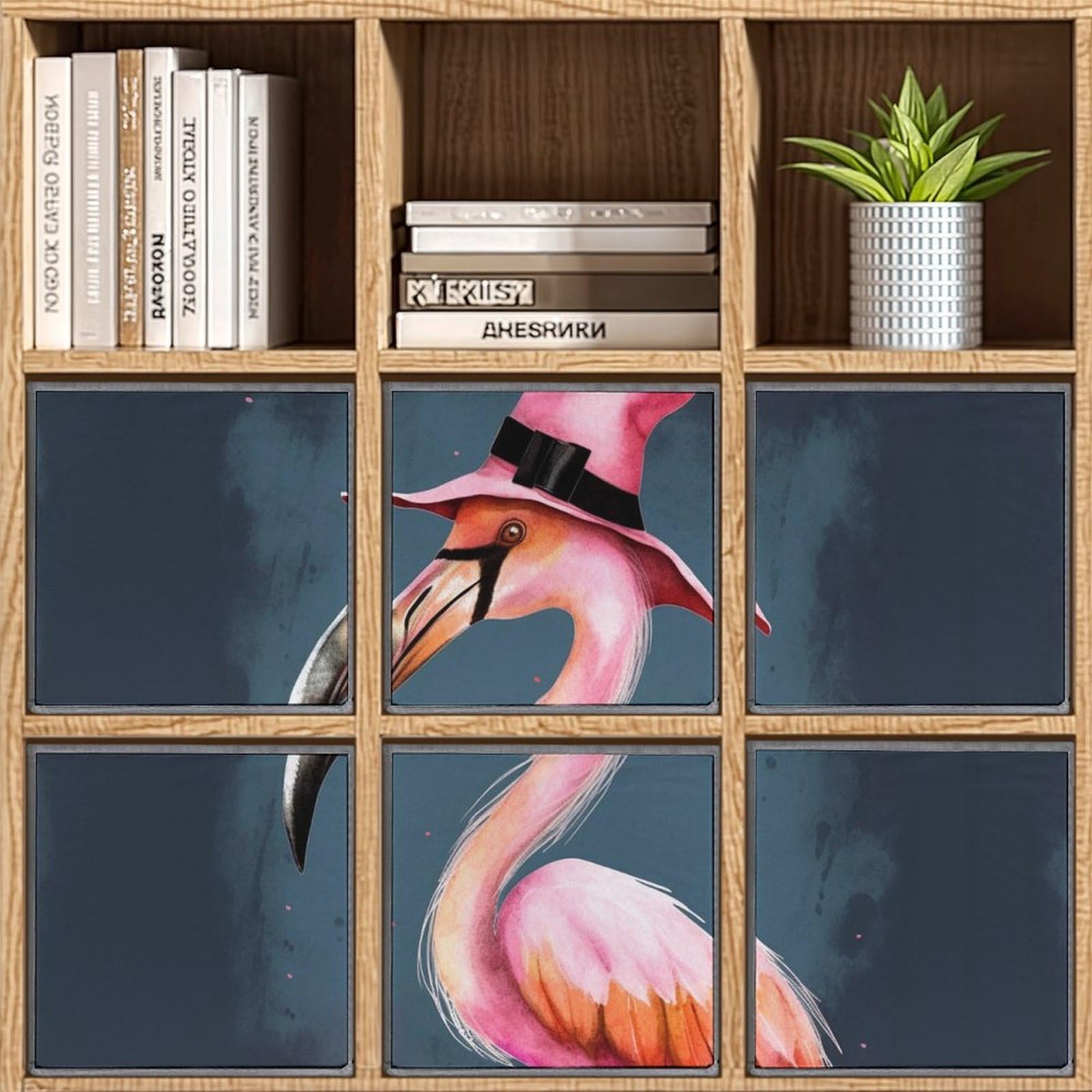 6-Pack Halloween Flamingo Witch Hat Collapsible Storage Bins with Handles - Large Closet Organizer, Clothing Storage Boxes for Home Organization | Perfect for Seasonal Decor, Bedroom, Bathroom & Kids Room Storage