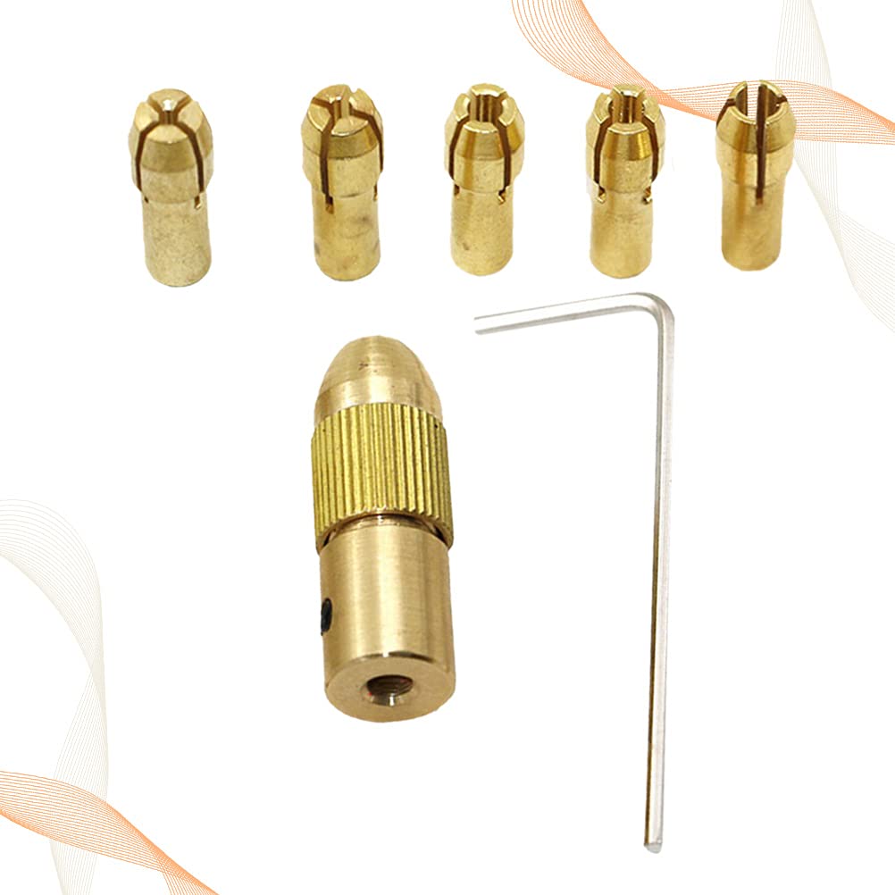 7Pcs Multi-Function Micro Self-Tightening Drill Chuck Set - Electric & Hand Drill Clamp for Wood & Brass - Golden (5.05mm) - Perfect for DIY, Woodworking, Jewelry Making & Precision Drilling