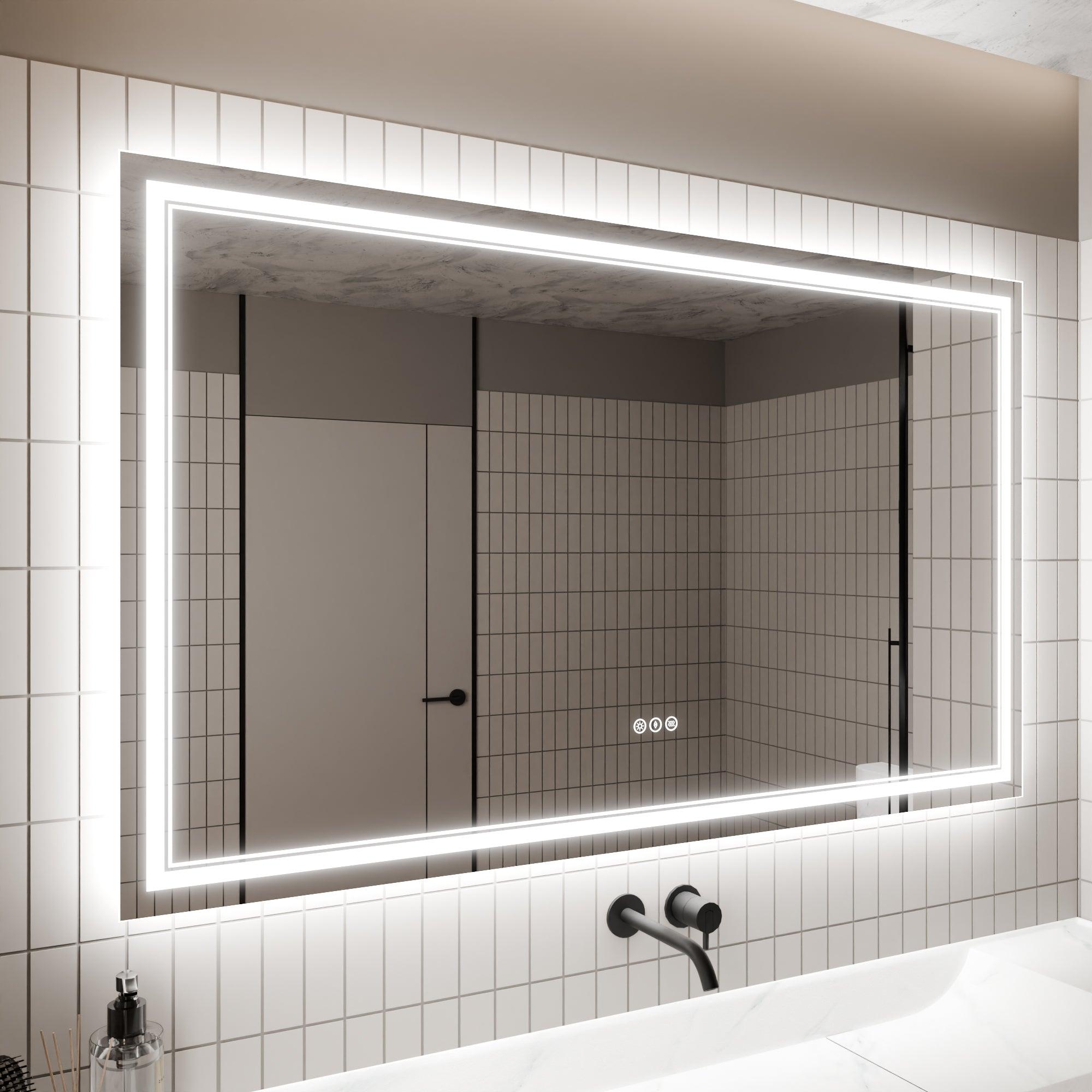 Anti-Fog LED Bathroom Mirror with Dimmable Backlit & Touch Switch - GlareGuard Illuminated Vanity Mirror for Makeup, Shaving & Home Decor