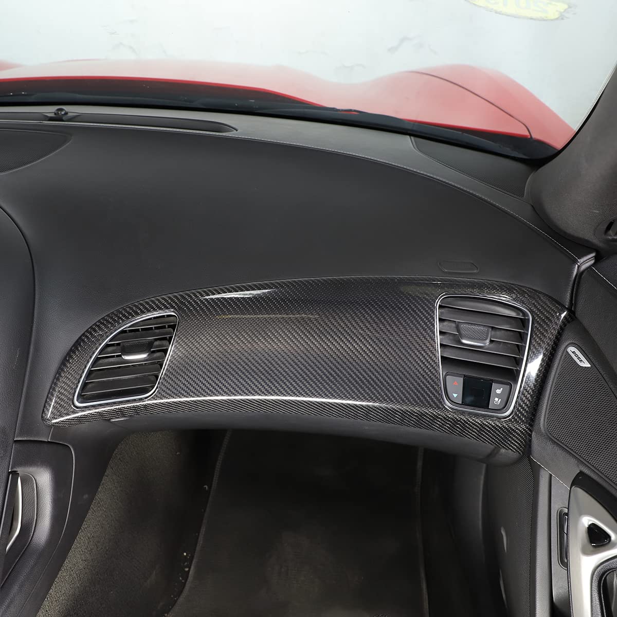 Premium ABS Chrome & Real Carbon Fiber Dashboard Panel Cover for Chevrolet Corvette C7 (2014-2019) - Interior Car Accessories Upgrade for Stylish Protection & Luxury Look