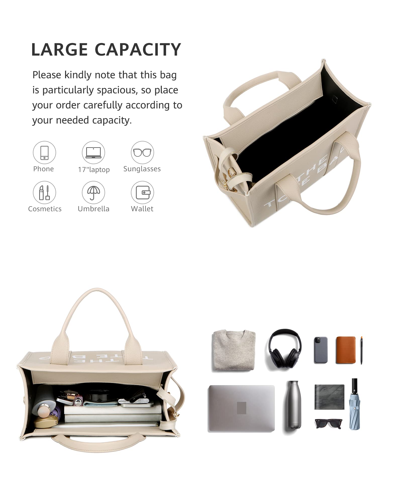 Leather Tote Bag for Women - Work & Travel Shoulder Bag