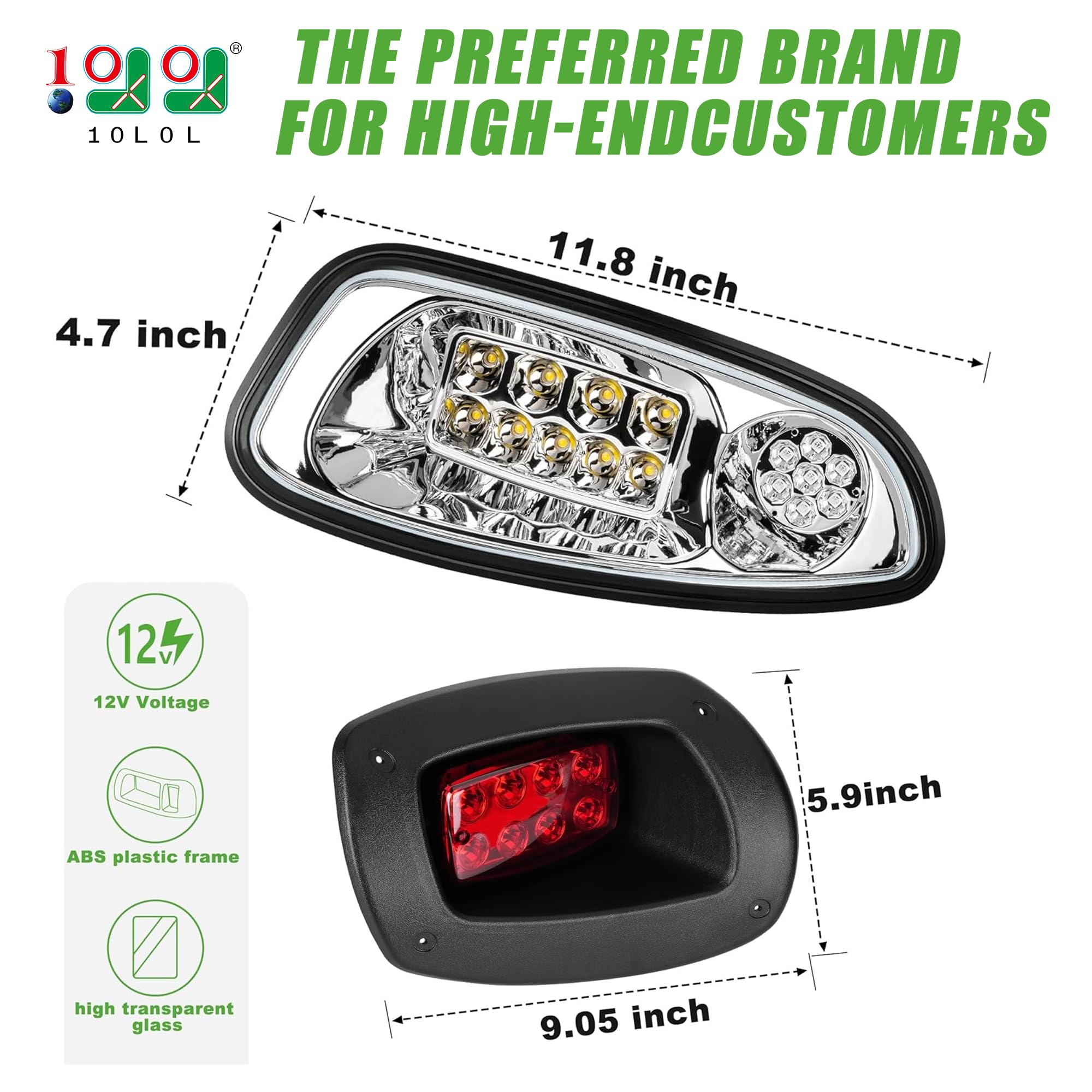 EZGO RXV 08-15 Golf Cart Lights Kit - 12V Headlights & Tail Lights with Turn Signals for Street Legal Use