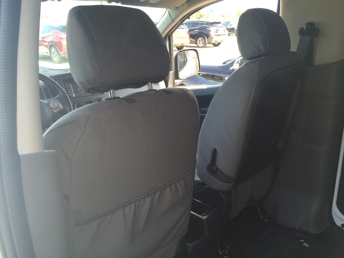 Durafit Custom Seat Covers for Nissan NV200 Van - Gray Twill Fabric Front Bucket Seat Protectors | Perfect for Work Vans, Delivery Drivers & Fleet Vehicles