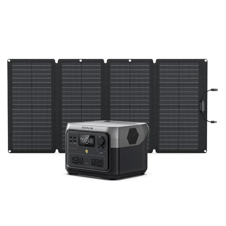 EcoFlow RIVER 2 Max Portable Power Station with 160W Solar Panel | Solar Generator for Camping, RV, Emergency Backup & Off-Grid Power Supply